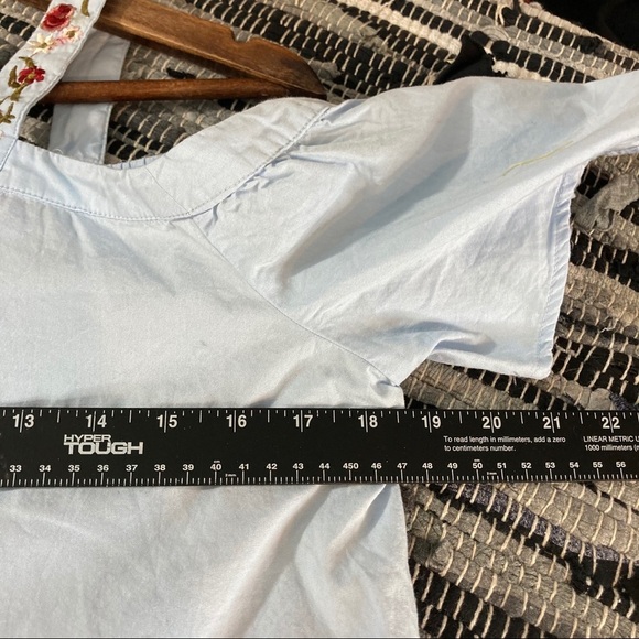 Francescas | Blue Embroidered Off the Shoulder Top cottage core - Picture 8 of 12